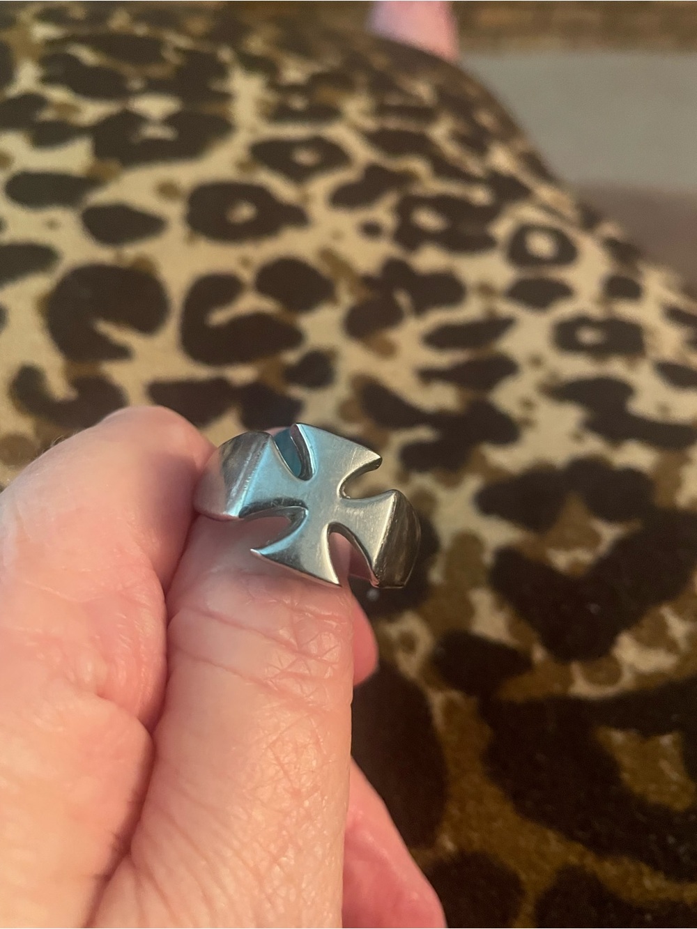 Men's Cross Shield Stainless Steel Ring - Silver sz 14.5